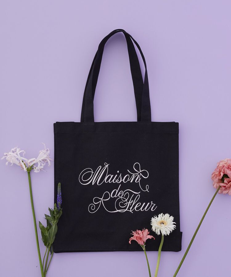 Maison de FLEUR「ブランドロゴ刺繍スクエアトートバッグ」|トートバッグ|ブラック