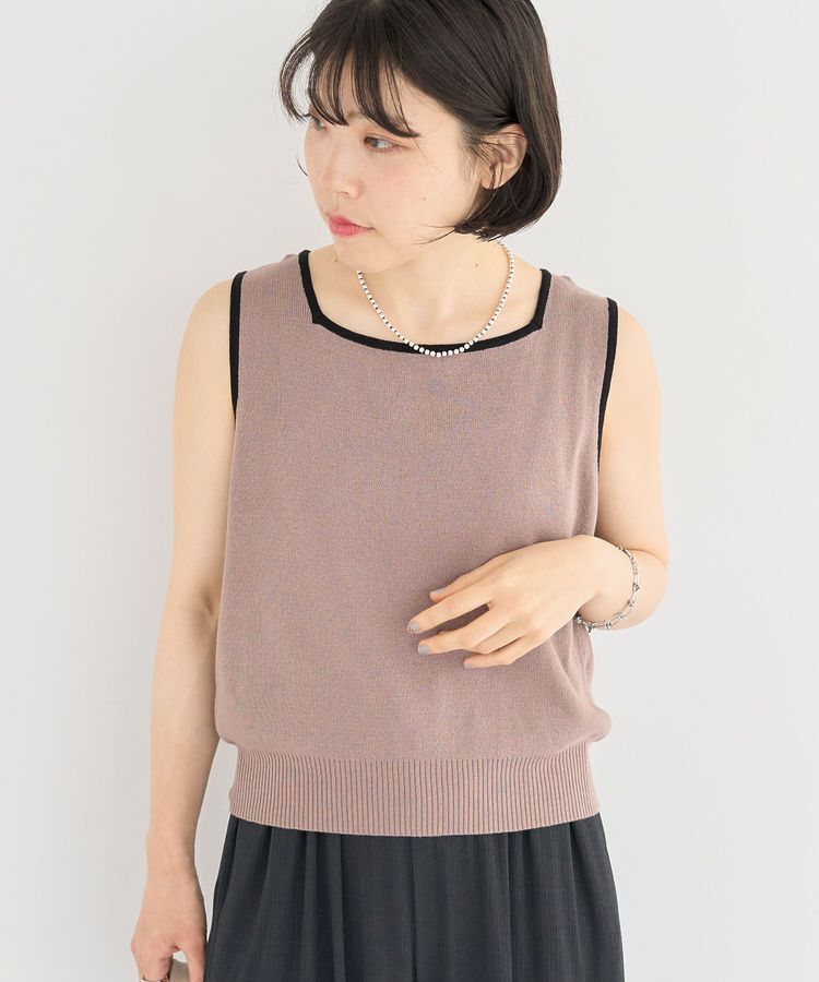 Green Parks「・ELENCARE DUE バイカラーニットタンク」|キャミソール|Dark beige