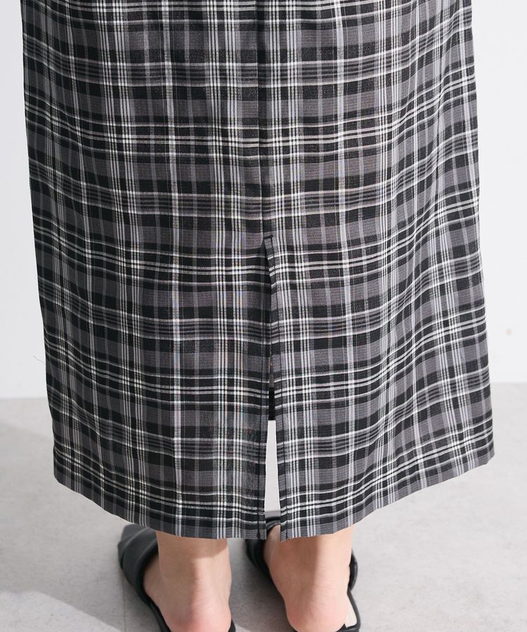 Green Parks「チェック柄シャーリングIラインスカート」|タイト|