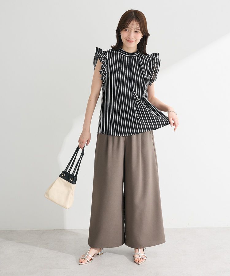 Green Parks「・ELENCARE DUE ストライプフリルブラウス」|シャツ・ブラウス|