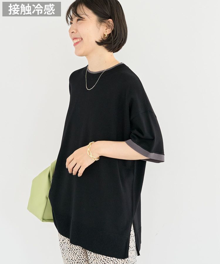 Green Parks「冷やっとすずやかレイヤーニットプルオーバー」|ニット・セーター|Black