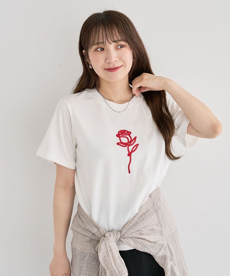 Green Parks「・DOUBLE FLAGS ローズチェーン刺繍TEE」|Tシャツ・カットソー|
