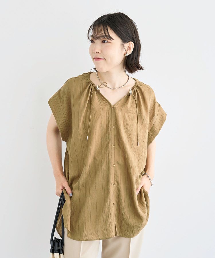 Green Parks「ドロストネックフレンチスリーブブラウス」|シャツ・ブラウス|Khaki
