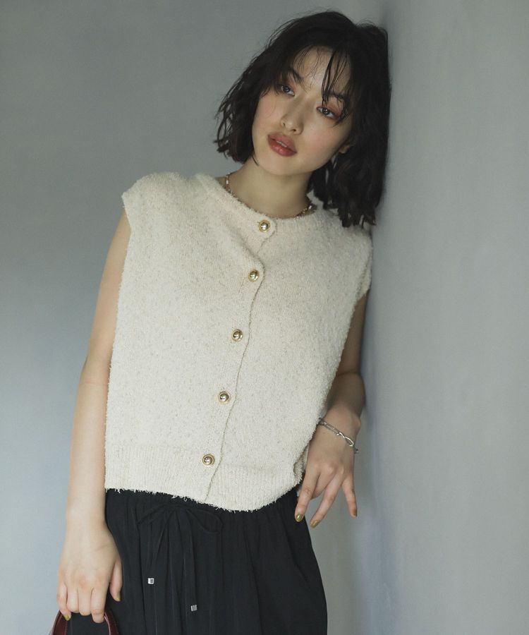 Green Parks「ツィード風金釦ニットベスト」|ベスト・ジレ|