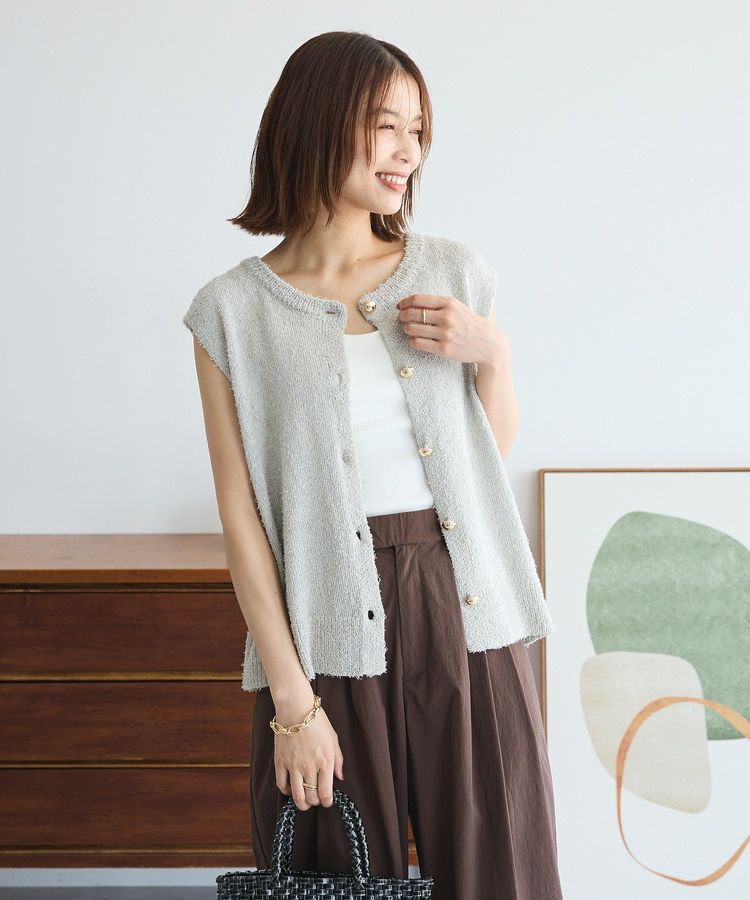 Green Parks「ツィード風金釦ニットベスト」|ベスト・ジレ|