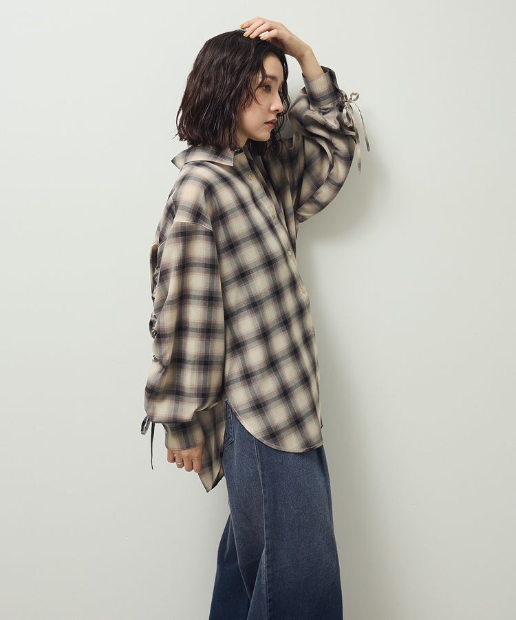 Green Parks「・ELENCARE DUE チェックギャザーシャツ」|シャツ・ブラウス|