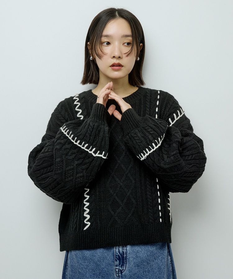 Green Parks「・ELENCARE DUE ハンドステッチケーブルニット」|ニット・セーター|