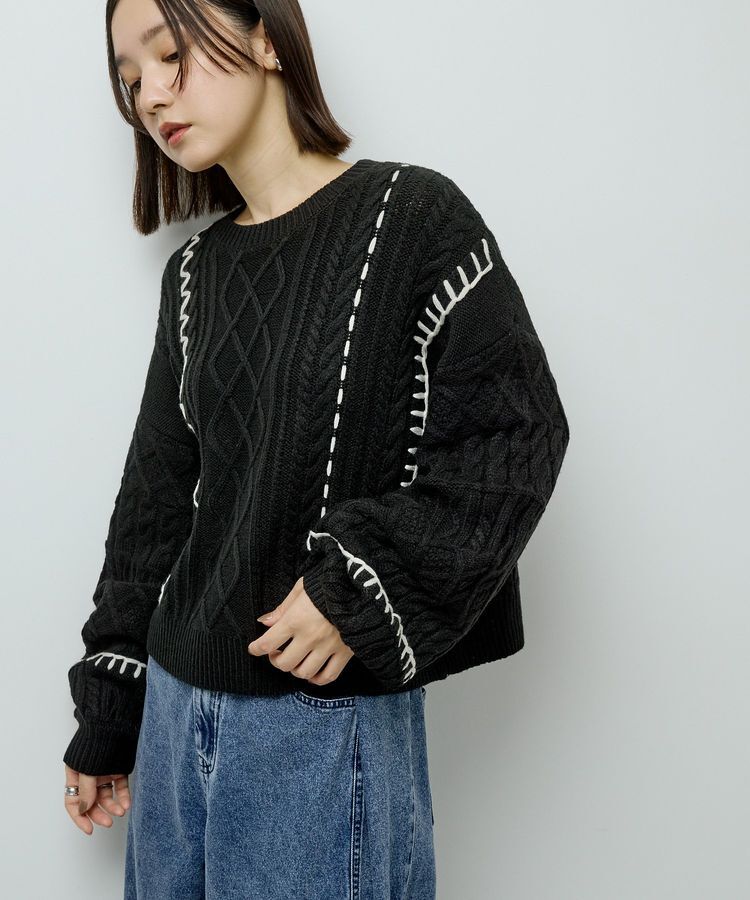 Green Parks「・ELENCARE DUE ハンドステッチケーブルニット」|ニット・セーター|