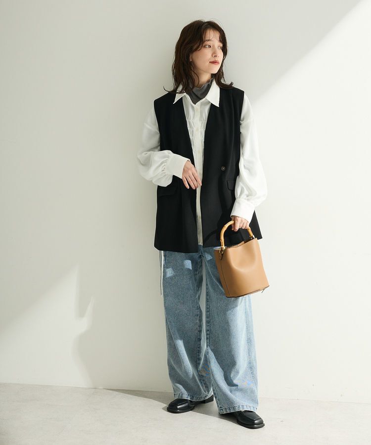 Green Parks「O.洗えてストレッチ Wボタンベスト」|ベスト・ジレ|