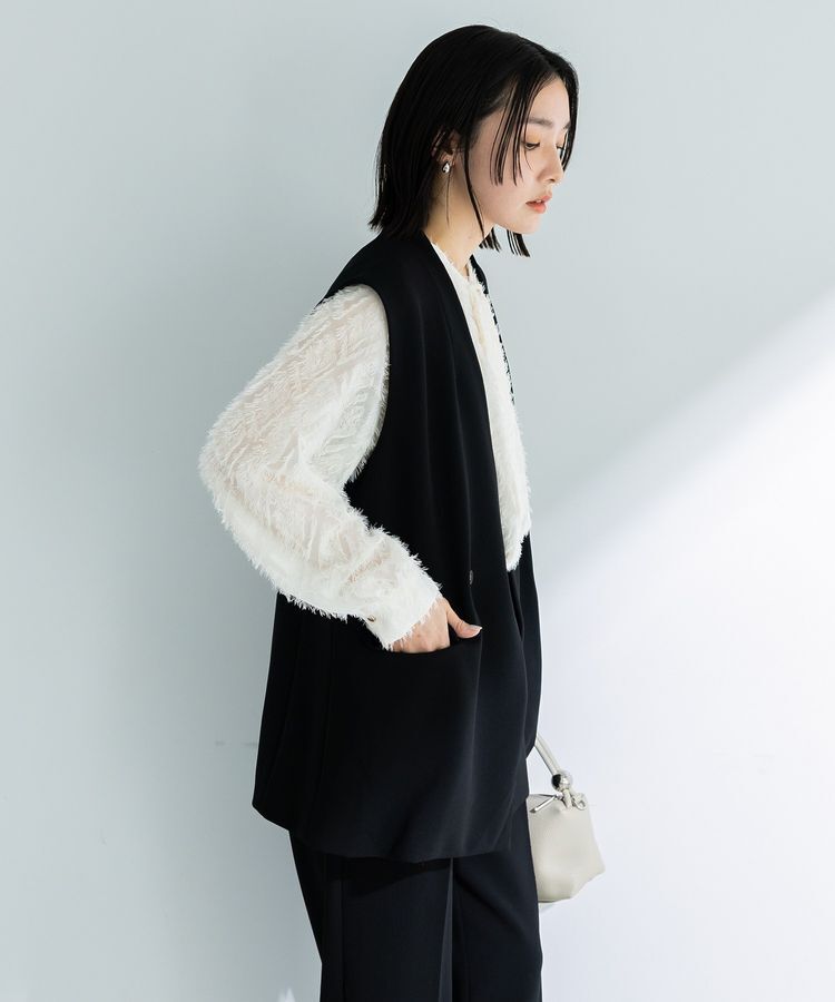 Green Parks「O.洗えてストレッチ Wボタンベスト」|ベスト・ジレ|