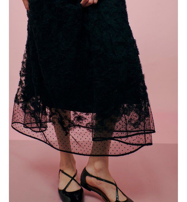 LOULOU WILLOUGHBY「【LOULOU WILLOUGHBY】ドットフラワーシシュウノースリワンピース」|ワンピース|