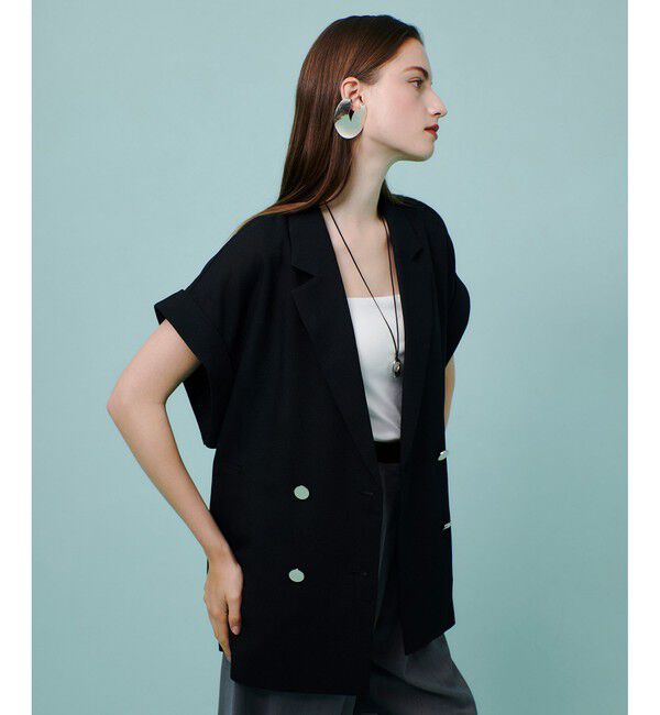 allureville「スラブメッシュフレンチスリーブジャケット」|テーラードジャケット|