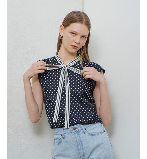 allureville「パネルドットプリントボウタイブラウス」|シャツ・ブラウス|