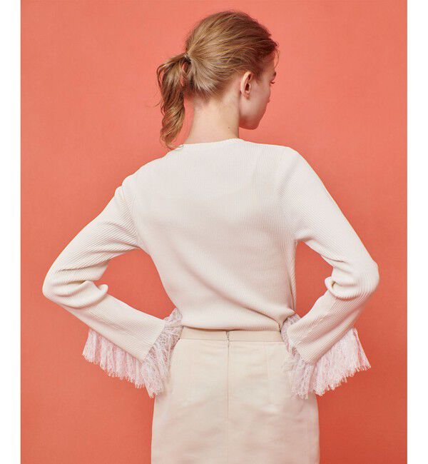 LOULOU WILLOUGHBY「【LOULOU WILLOUGHBY】スリーブヘムレースプルオーバー」|ニット・セーター|