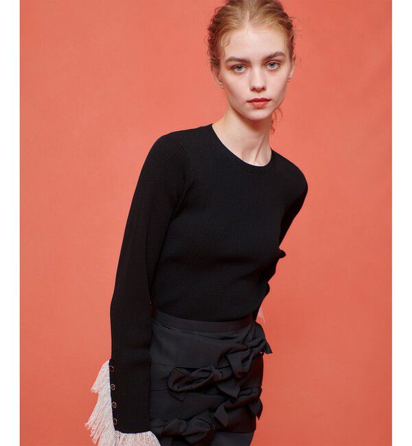 LOULOU WILLOUGHBY「【LOULOU WILLOUGHBY】スリーブヘムレースプルオーバー」|ニット・セーター|