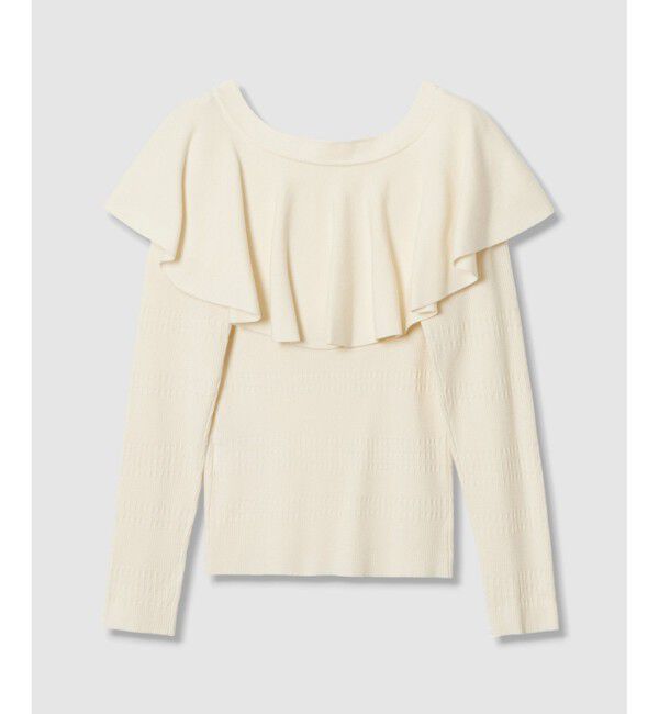 LOULOU WILLOUGHBY「【LOULOU WILLOUGHBY】ラッフルオフショルプルオーバー」|ニット・セーター|