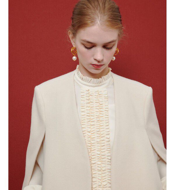 LOULOU WILLOUGHBY「【LOULOU WILLOUGHBY】ビーバーケープジャケット」|ノーカラージャケット|