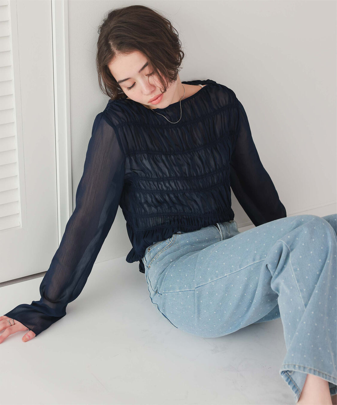 titivate「シアー楊柳シャーリングブラウス」|シャツ・ブラウス|