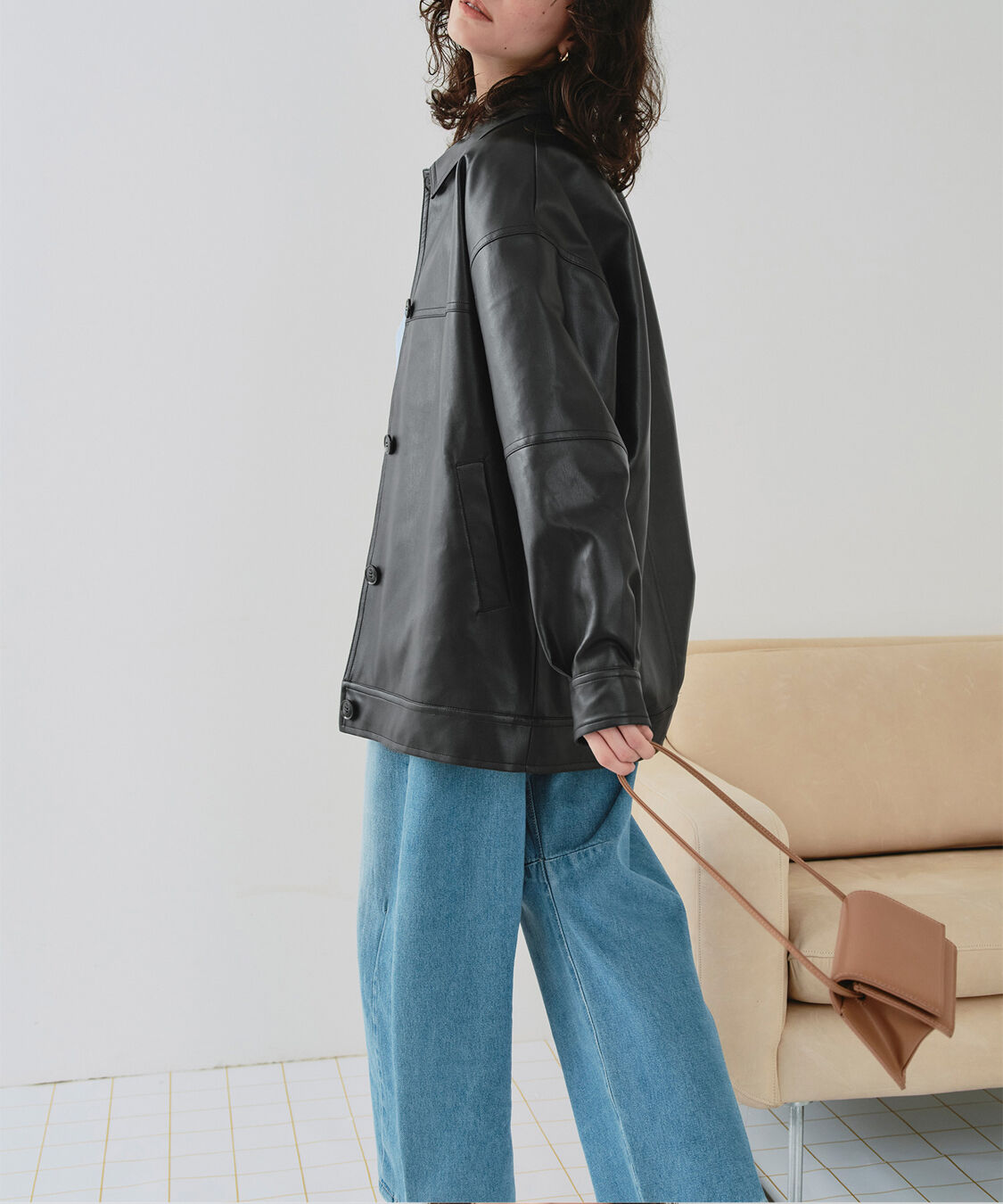 titivate「襟付フェイクレザージャケット」|その他|