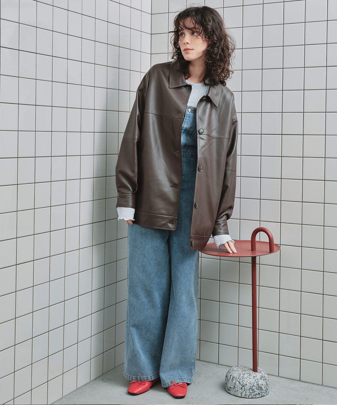 titivate「襟付フェイクレザージャケット」|その他|