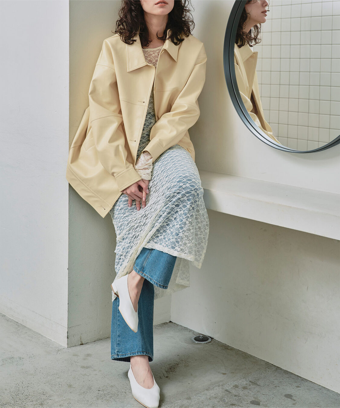 titivate「襟付フェイクレザージャケット」|その他|