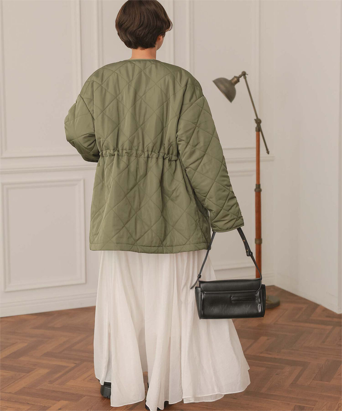 titivate「ウエストドローストリングキルティングジャケット」|ノーカラージャケット|