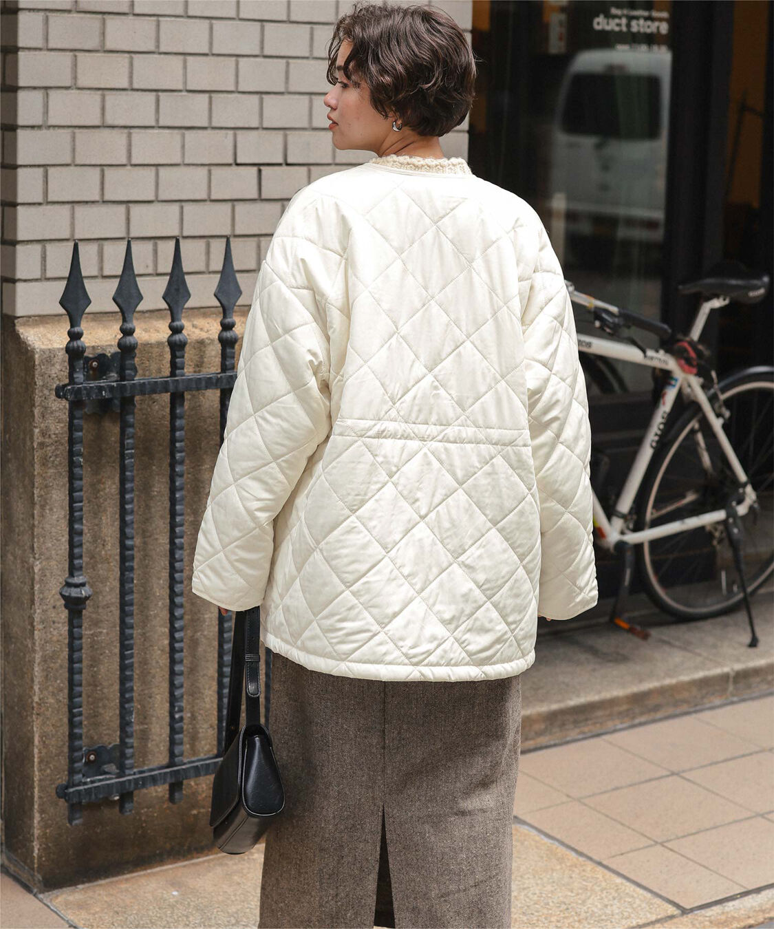 titivate「ウエストドローストリングキルティングジャケット」|ノーカラージャケット|