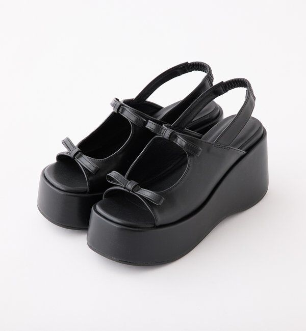 「マイナス３キロ見えリボンサンダル」|その他|ブラック