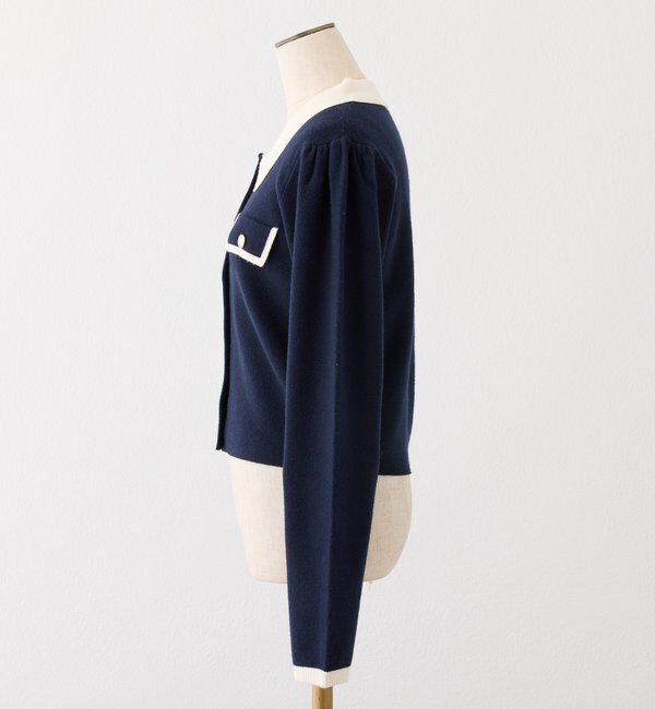  「金ボタン配色衿ニット」|ニット・セーター|