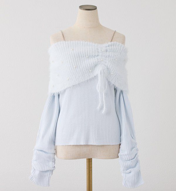  「パール&times;ビジューオフショルニット」|ニット・セーター|