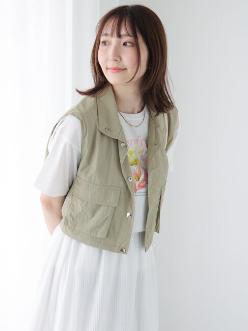Te chichi TERRASSE「ナイロンショートベスト」|ダウンベスト・ベスト|