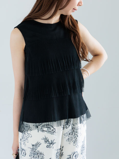 Te chichi「ティアードチュールプリーツブラウス」|シャツ・ブラウス|ブラック