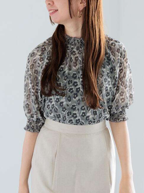 Te chichi「パターンアソートシャーリングブラウス」|シャツ・ブラウス|チャコールグレー