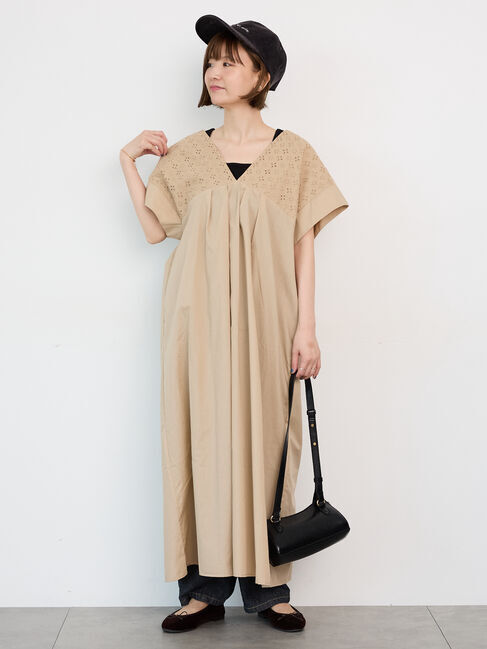 Lugnoncure「アイレットレースワンピース」|ワンピース|ベージュ