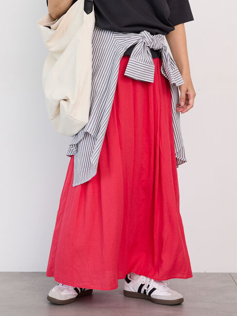 Lugnoncure「麻混ギャザースカート(セットアップ可)」|スカート|レッド