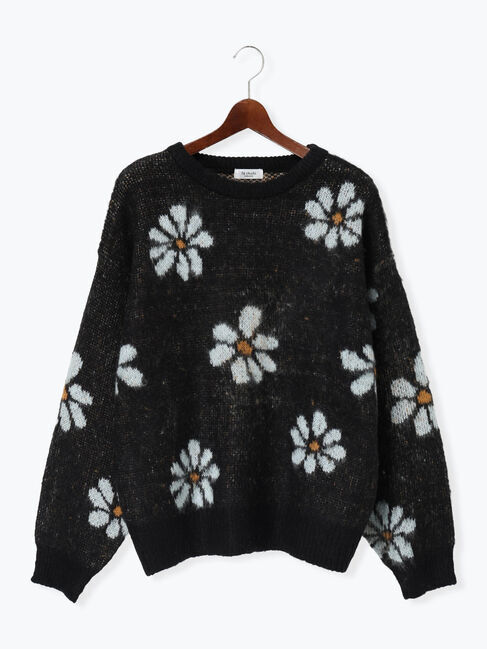 Te chichi TERRASSE「起毛花柄ジャカードニットプルオーバー」|ニット・セーター|ブラック