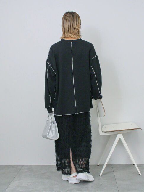 Samansa Mos2 blue「フリンジレーススカート」|スカート|