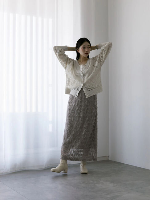 Samansa Mos2 blue「フリンジレーススカート」|スカート|