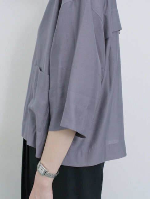 Samansa Mos2 blue「シアー開襟シャツ」|シャツ・ブラウス|