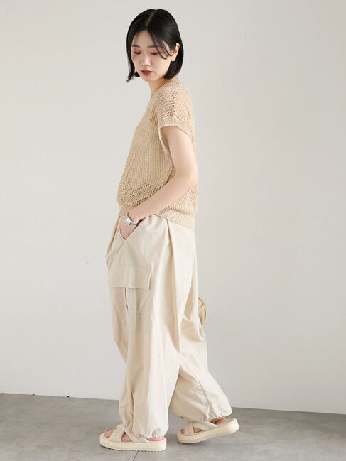 Samansa Mos2 blue「メランジラメメッシュニットベスト」|ニット・セーター|