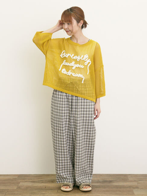 Samansa Mos2「テープロゴ刺繍ニットプルオーバー」|ニット・セーター|