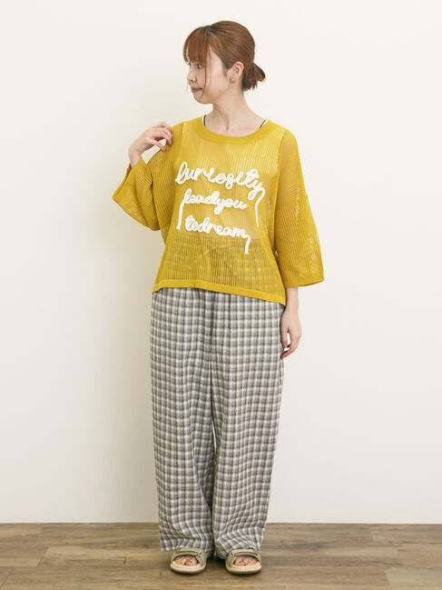 Samansa Mos2「テープロゴ刺繍ニットプルオーバー」|ニット・セーター|