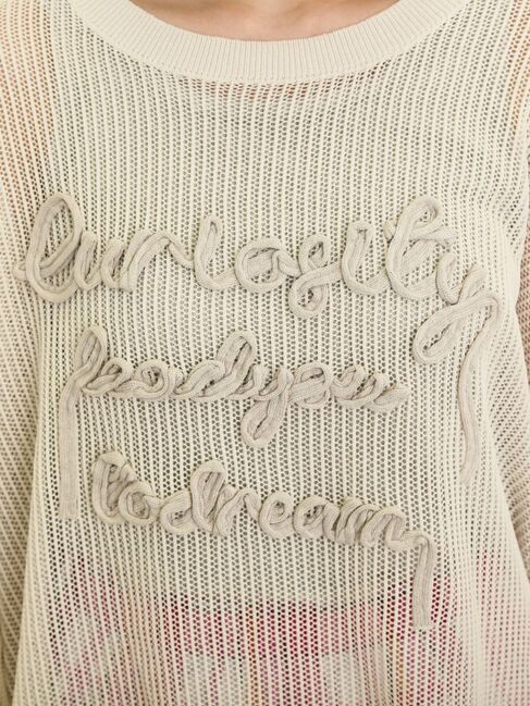 Samansa Mos2「テープロゴ刺繍ニットプルオーバー」|ニット・セーター|