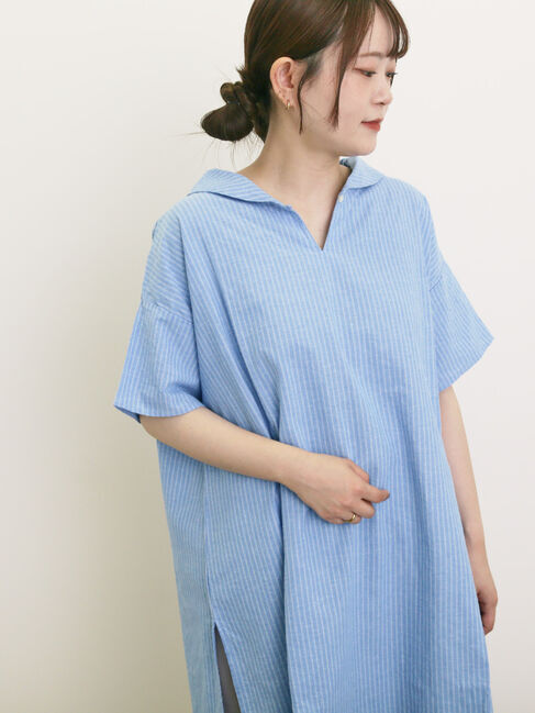 Samansa Mos2「【クールコットン】柄アソートスキッパーチュニック」|シャツ・ブラウス|