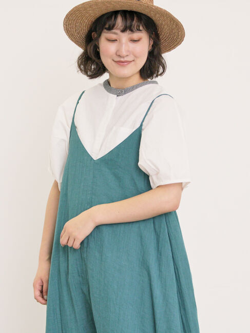 Samansa Mos2「【クールコットン】柄アソートクレリック袖タックブラウス」|シャツ・ブラウス|