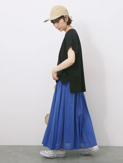 Samansa Mos2 blue「【Made in India】ボイルギャザースカート」|スカート|