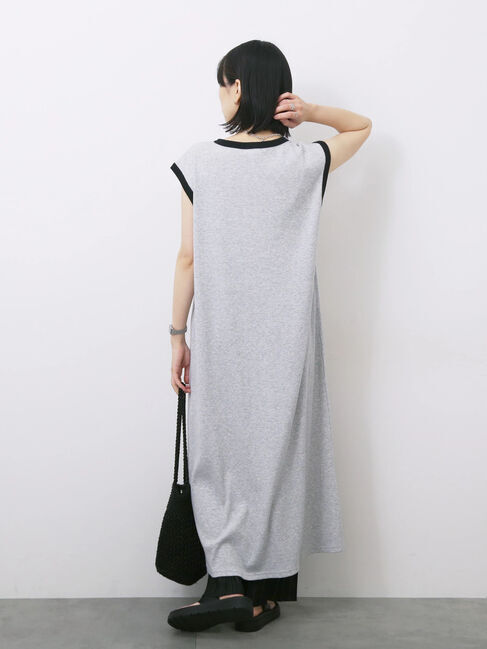 Samansa Mos2 blue「◎ヘンリーネックテレコワンピース」|ワンピース|