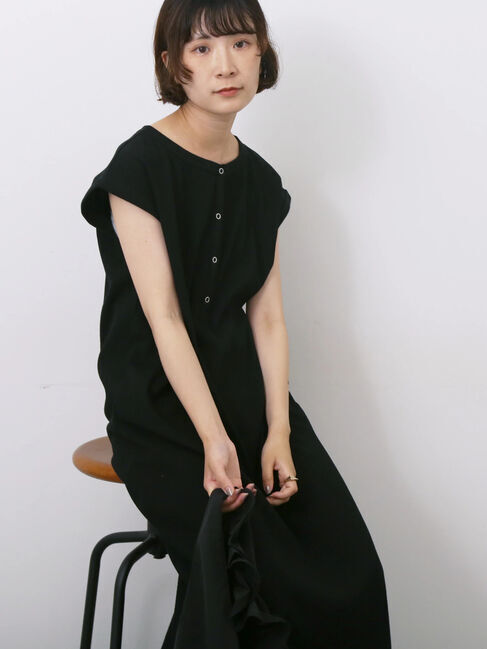 Samansa Mos2 blue「◎ヘンリーネックテレコワンピース」|ワンピース|