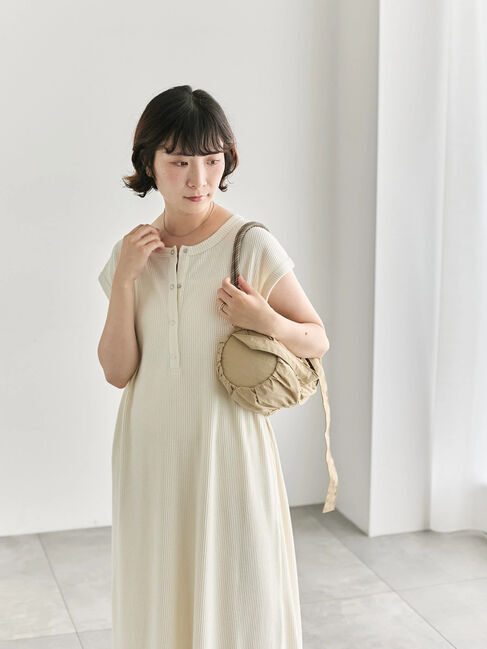 Samansa Mos2 blue「◎ヘンリーネックテレコワンピース」|ワンピース|