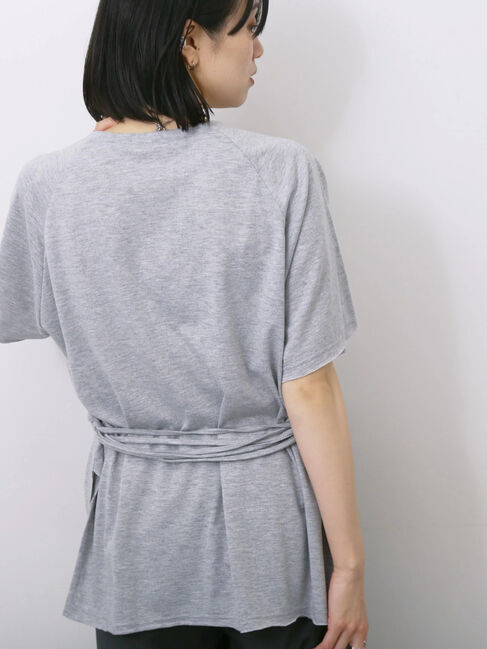 Samansa Mos2 blue「◎【接触冷感】ウエストリボンTシャツ」|Tシャツ・カットソー|